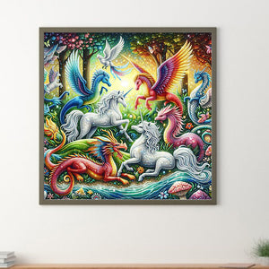 Fantasy Creatures By The Stream 30*30CM(Canvas) Full Round Drill Diamond Painting