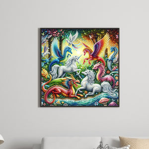 Fantasy Creatures By The Stream 30*30CM(Canvas) Full Round Drill Diamond Painting