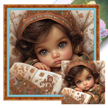 Load image into Gallery viewer, Huancan - Big-Eyed Girl - 50*50CM 11CT 3 Stamped Cross Stitch
