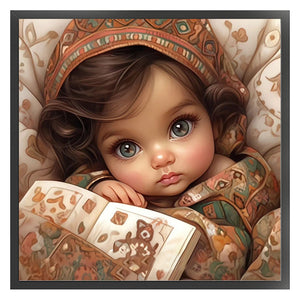 Huancan - Big-Eyed Girl - 50*50CM 11CT 3 Stamped Cross Stitch