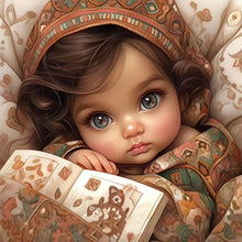 Load image into Gallery viewer, Huancan - Big-Eyed Girl - 50*50CM 11CT 3 Stamped Cross Stitch
