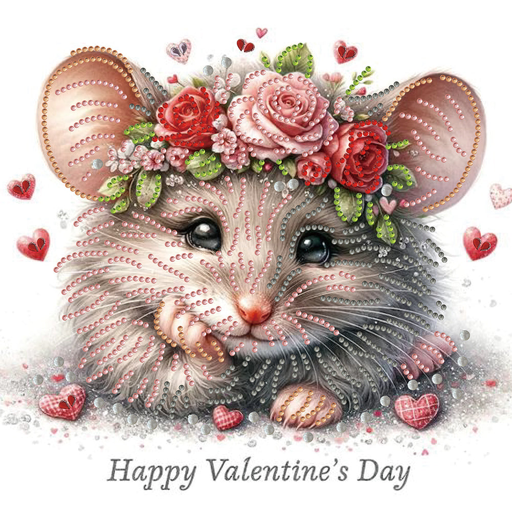 Valentine'S Mouse 30*30CM(Canvas) Partial Special Shaped Drill Diamond Painting