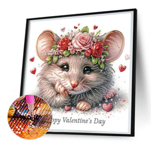 Valentine'S Mouse 30*30CM(Canvas) Partial Special Shaped Drill Diamond Painting