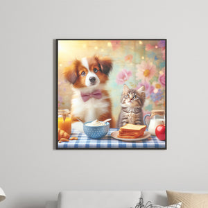 Puppy And Cat 30*30CM(Canvas) Full Round Drill Diamond Painting