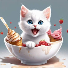 Load image into Gallery viewer, Cat In A Bowl 30*30CM(Canvas) Full Round Drill Diamond Painting
