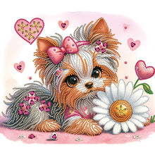 Load image into Gallery viewer, Yorkshire Terrier With Flowers 35*30CM(Canvas) Partial Special Shaped Drill Diamond Painting
