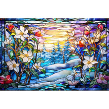 Load image into Gallery viewer, Huancan - Glass Painting - Flowers - 60*40CM 11CT 3 Stamped Cross Stitch
