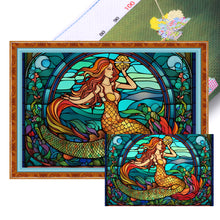 Load image into Gallery viewer, Huancan - Glass Painting - Mermaid - 60*40CM 11CT 3 Stamped Cross Stitch
