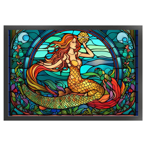 Huancan - Glass Painting - Mermaid - 60*40CM 11CT 3 Stamped Cross Stitch