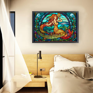 Huancan - Glass Painting - Mermaid - 60*40CM 11CT 3 Stamped Cross Stitch