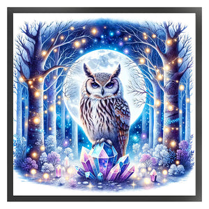 Yishu - Owl On A Gemstone Under A Moonlit Night - 40*40CM 11CT 3 Stamped Cross Stitch