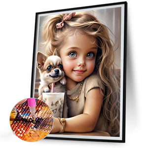 Big-Eyed Girl 30*40CM(Canvas) Full Round Drill Diamond Painting