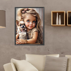 Big-Eyed Girl 30*40CM(Canvas) Full Round Drill Diamond Painting