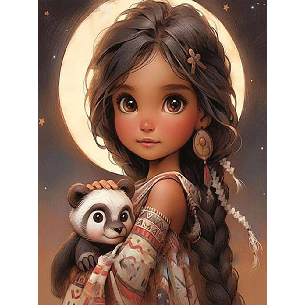 Big-Eyed Girl 30*40CM(Canvas) Full Round Drill Diamond Painting