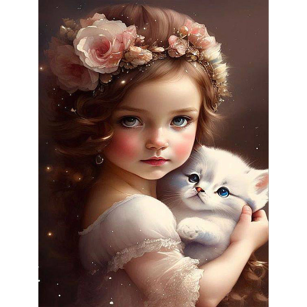 Big-Eyed Girl 30*40CM(Canvas) Full Round Drill Diamond Painting