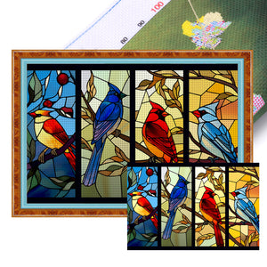 Yishu - Glass Painting - Cardinal - 60*40CM 11CT 3 Stamped Cross Stitch