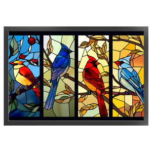 Yishu - Glass Painting - Cardinal - 60*40CM 11CT 3 Stamped Cross Stitch