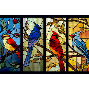 Yishu - Glass Painting - Cardinal - 60*40CM 11CT 3 Stamped Cross Stitch