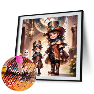 Cartoon Girl 50*50CM(Canvas) Full Round Drill Diamond Painting