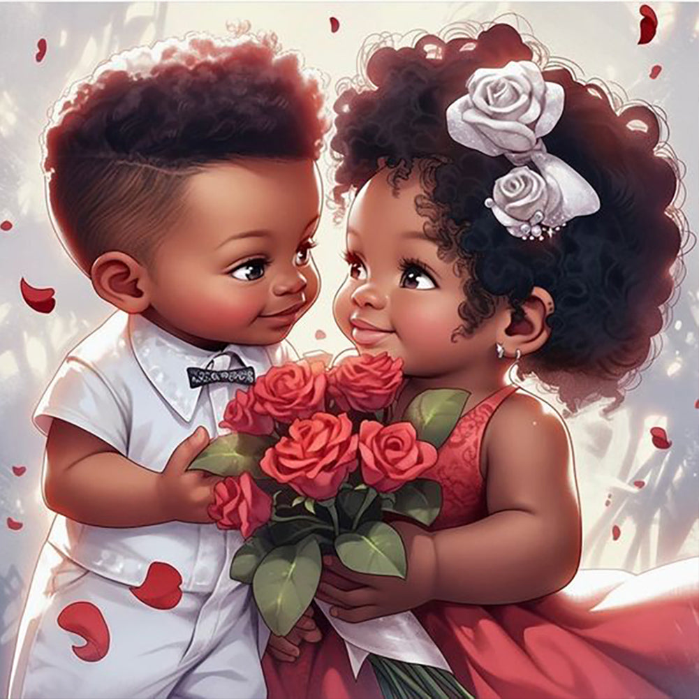 Black Cartoon Character 40*40CM(Canvas) Full Round Drill Diamond Painting