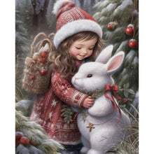 Load image into Gallery viewer, Huancan - Little Girl And Rabbit - 40*50CM 11CT 3 Stamped Cross Stitch
