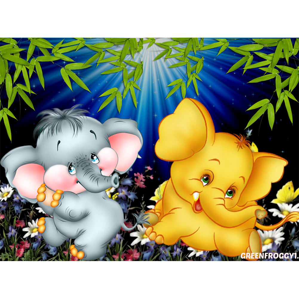 Baby Elephant 40*30CM(Canvas) Full Round Drill Diamond Painting