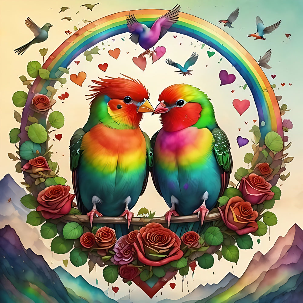 Parrot With Rainbow Wings 30*30CM(Canvas) Full Round Drill Diamond Painting