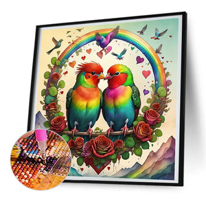 Parrot With Rainbow Wings 30*30CM(Canvas) Full Round Drill Diamond Painting
