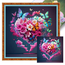 Load image into Gallery viewer, Yishu - Heart-Shaped Rose And Butterfly - 40*40CM 11CT 3 Stamped Cross Stitch
