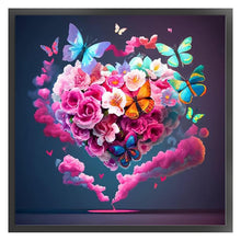 Load image into Gallery viewer, Yishu - Heart-Shaped Rose And Butterfly - 40*40CM 11CT 3 Stamped Cross Stitch
