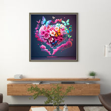 Load image into Gallery viewer, Yishu - Heart-Shaped Rose And Butterfly - 40*40CM 11CT 3 Stamped Cross Stitch
