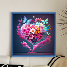 Load image into Gallery viewer, Yishu - Heart-Shaped Rose And Butterfly - 40*40CM 11CT 3 Stamped Cross Stitch
