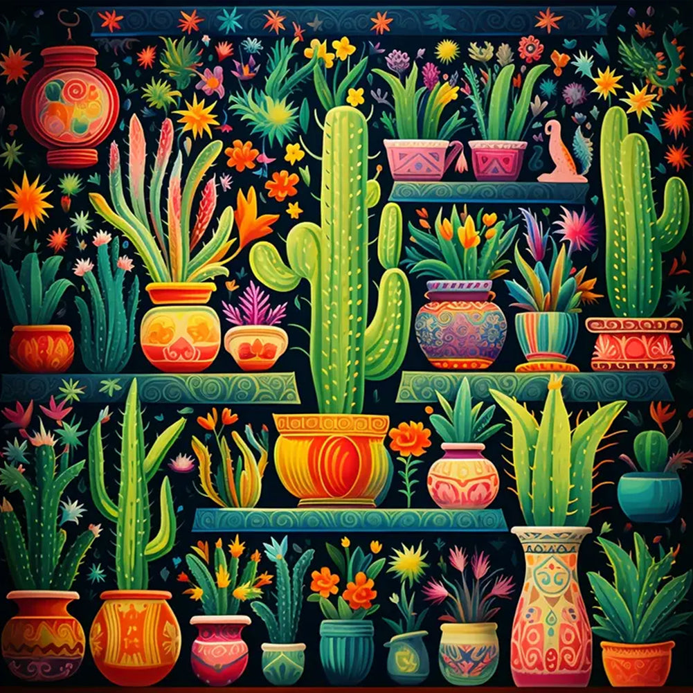 Colorful House 40*40CM(Canvas) Full Round Drill Diamond Painting