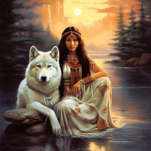 Load image into Gallery viewer, Beautiful White Wolf 30*30CM(Canvas) Full Round Drill Diamond Painting
