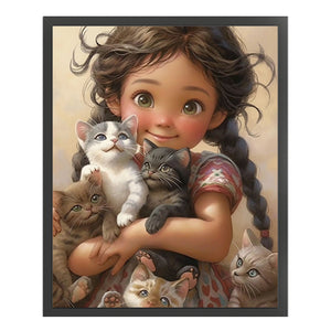 Huancan - Cute Girl - 40*50CM 11CT 3 Counted Cross Stitch