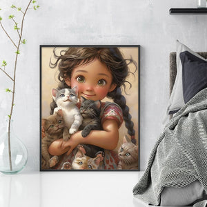 Huancan - Cute Girl - 40*50CM 11CT 3 Counted Cross Stitch