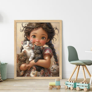 Huancan - Cute Girl - 40*50CM 11CT 3 Counted Cross Stitch