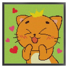 Load image into Gallery viewer, Joy Sunday - Crown Cat - 25*25CM 14CT 2 Stamped Cross Stitch

