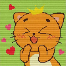 Load image into Gallery viewer, Joy Sunday - Crown Cat - 25*25CM 14CT 2 Stamped Cross Stitch

