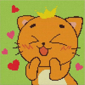 Joy Sunday - Crown Cat - 25*25CM 14CT 2 Stamped Cross Stitch