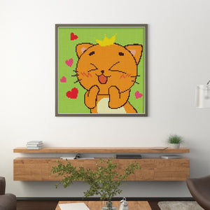 Joy Sunday - Crown Cat - 25*25CM 14CT 2 Stamped Cross Stitch