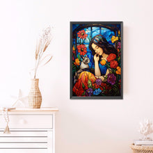 Load image into Gallery viewer, Flowers, Girl, And Cat 40*60CM(Picture) Full Round Drill Diamond Painting
