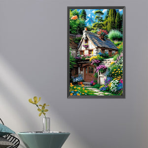 Flowers And Cottage 40*65CM(Picture) Full Round Drill Diamond Painting