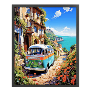 Yishu - Car In A Seaside Town - 50*60CM 11CT 3 Stamped Cross Stitch