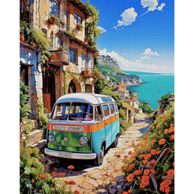 Load image into Gallery viewer, Yishu - Car In A Seaside Town - 50*60CM 11CT 3 Stamped Cross Stitch
