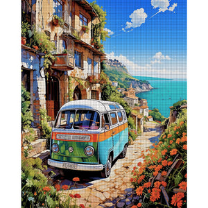 Yishu - Car In A Seaside Town - 50*60CM 11CT 3 Stamped Cross Stitch