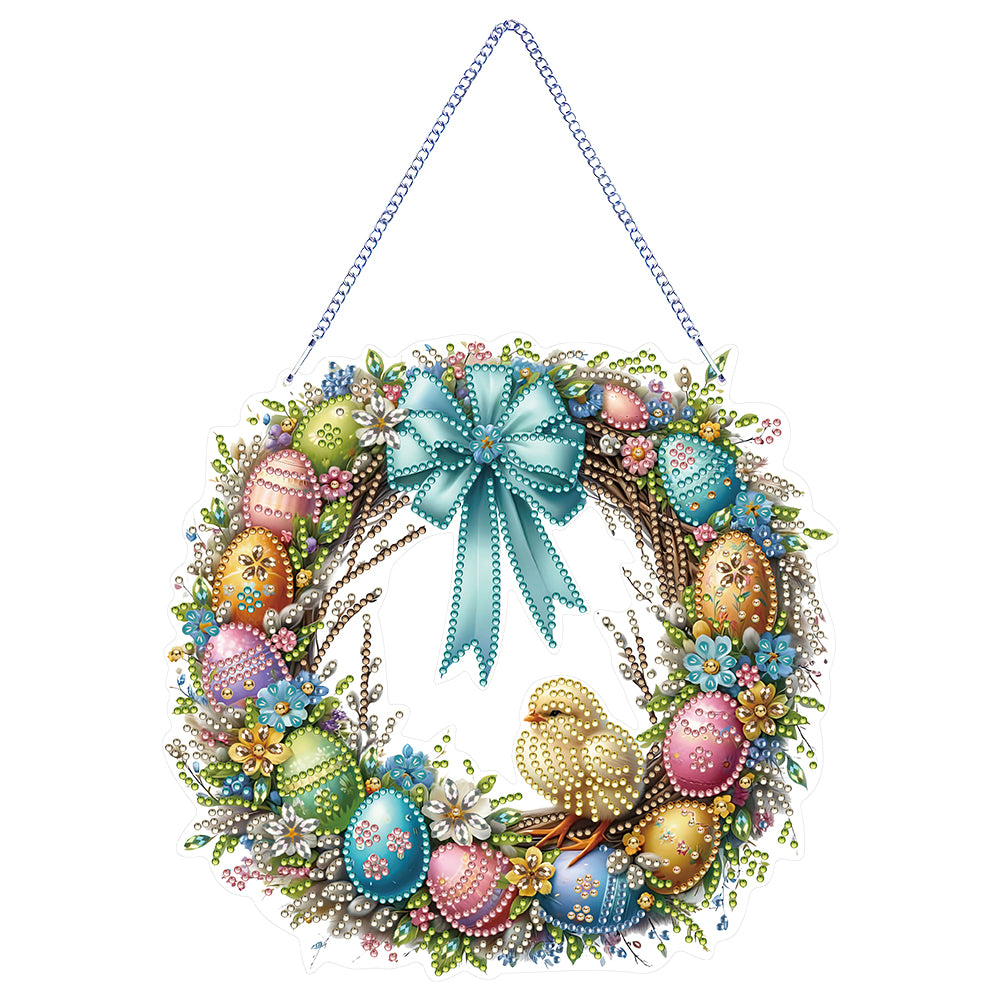 Easter Wreath Theme 2D Flat DIY Chicken Diamond Art Pendant Door Home Decoration