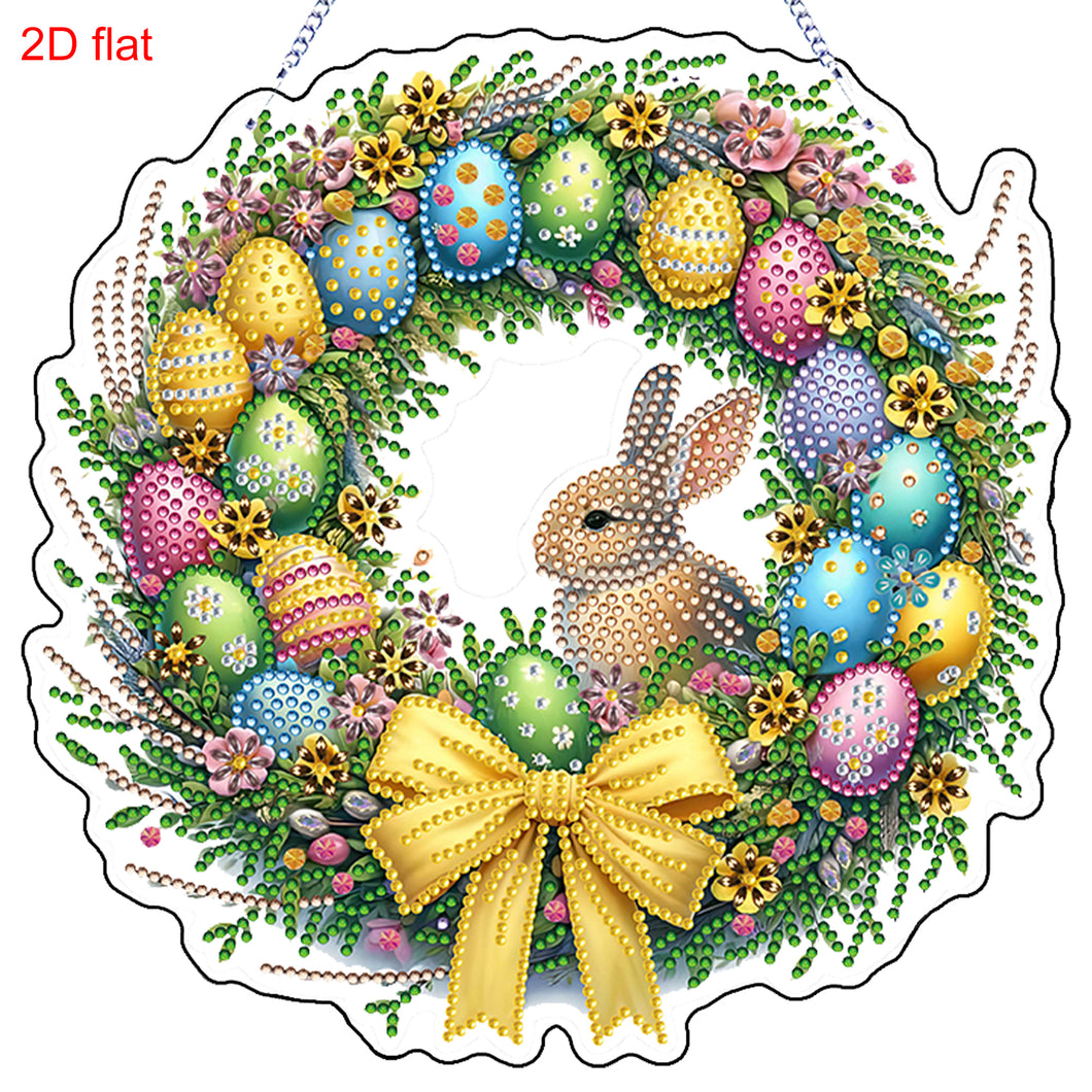 Easter Wreath Theme 2D Flat DIY Rabbit Diamond Art Pendant Door Home Decoration