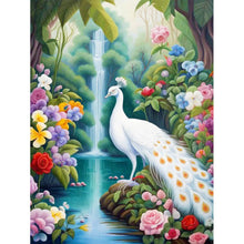 Load image into Gallery viewer, White Peacock By The Forest Lake 30*40CM(Canvas) Full Round Drill Diamond Painting
