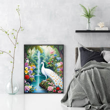 Load image into Gallery viewer, White Peacock By The Forest Lake 30*40CM(Canvas) Full Round Drill Diamond Painting
